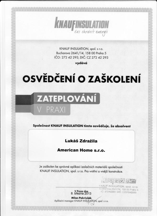 Certifikát Knaufinsulation