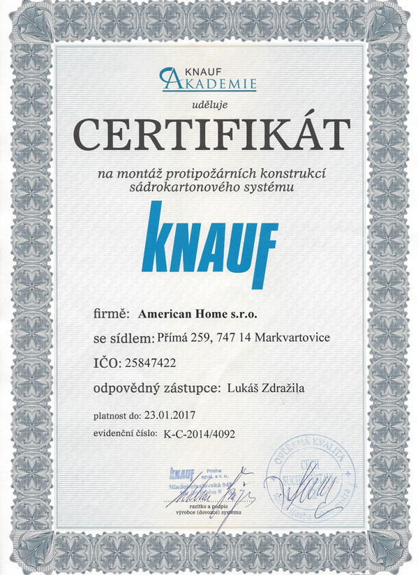 Certifikát Knauf